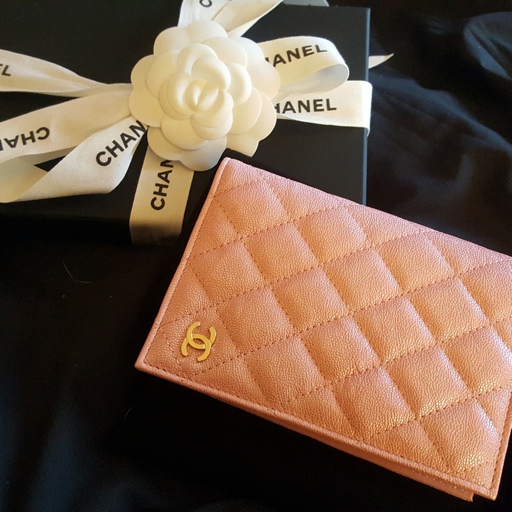 Chanel 19s iridescent pink passport holder